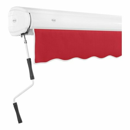 AWNTECH Key West 12' Red Heavy-Duty Manual Retractable Patio Awning with Protective Hood 237FCM12R